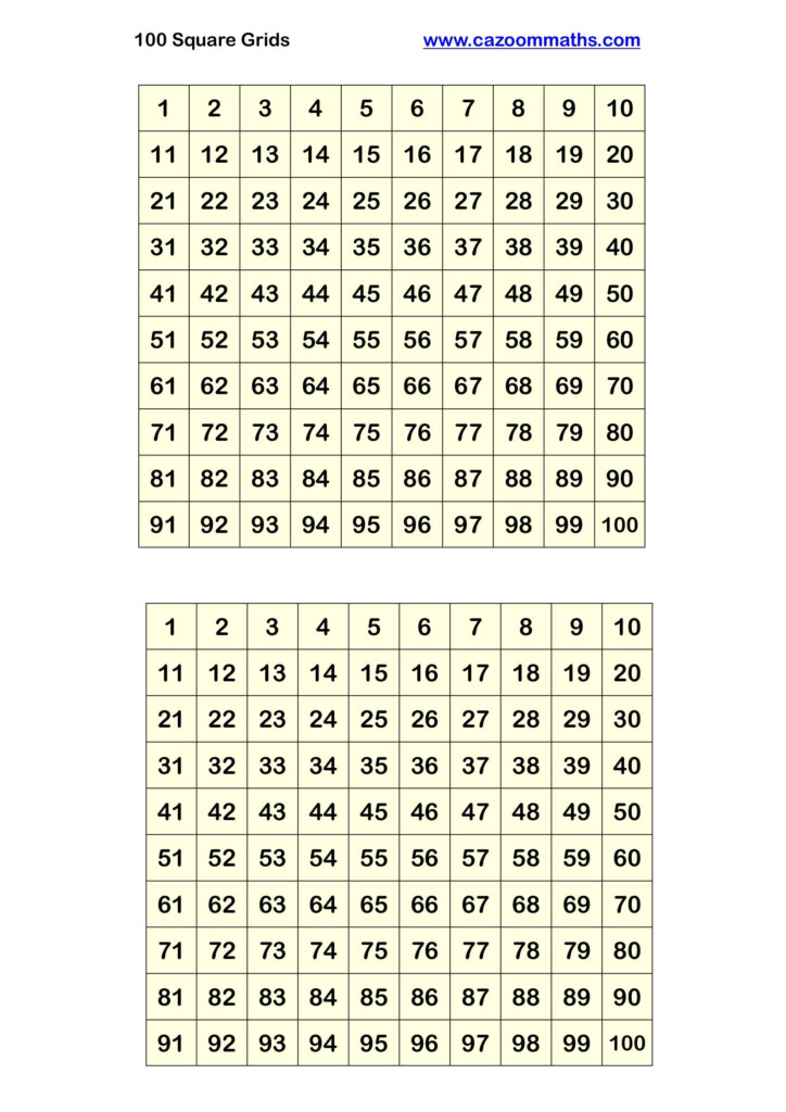 100 Square Grids 2 Per Page FREE Teaching Resources