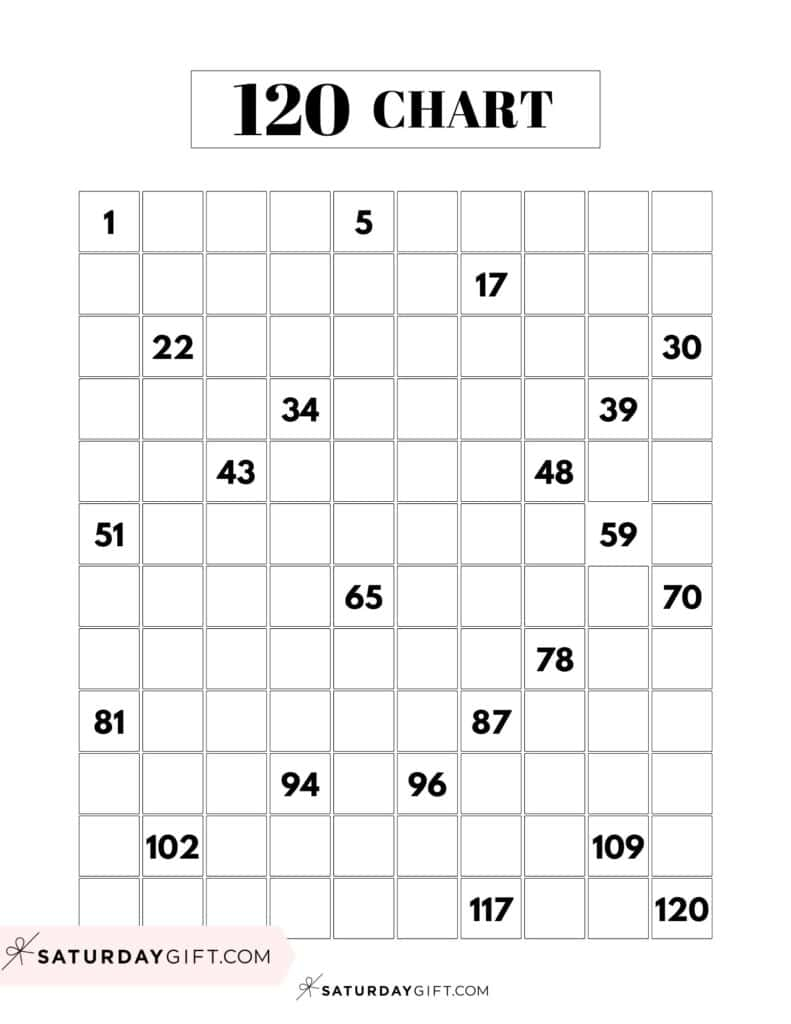 120 Chart Printable 16 Free Number Charts To 120 Worksheets SaturdayGift