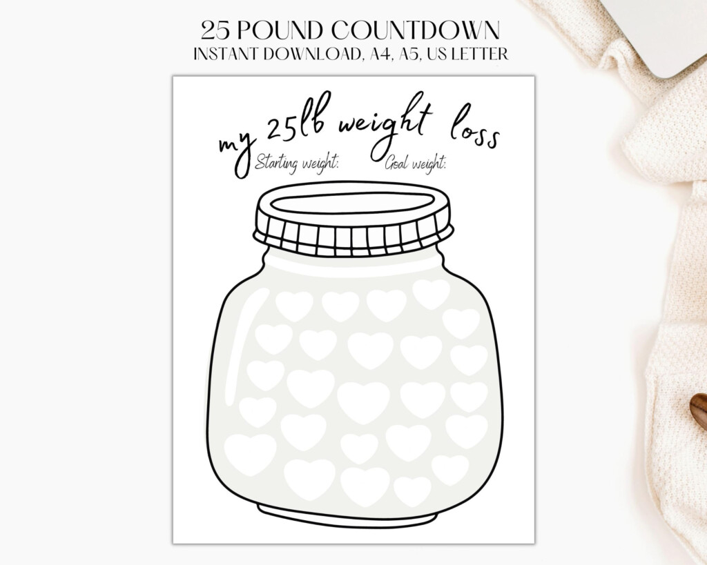 25 Lb Weight Loss Tracker Jar Printable To Help You Track Weight Loss 25 Pounds Lost 25 Lbs Lost Etsy Israel