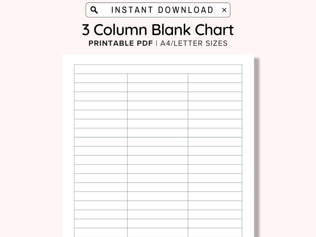 3 Blank Columns Chart Text Input Print And Write Printable Digital Download Blank Column Template Printable Columns Columns W Title PDF Etsy