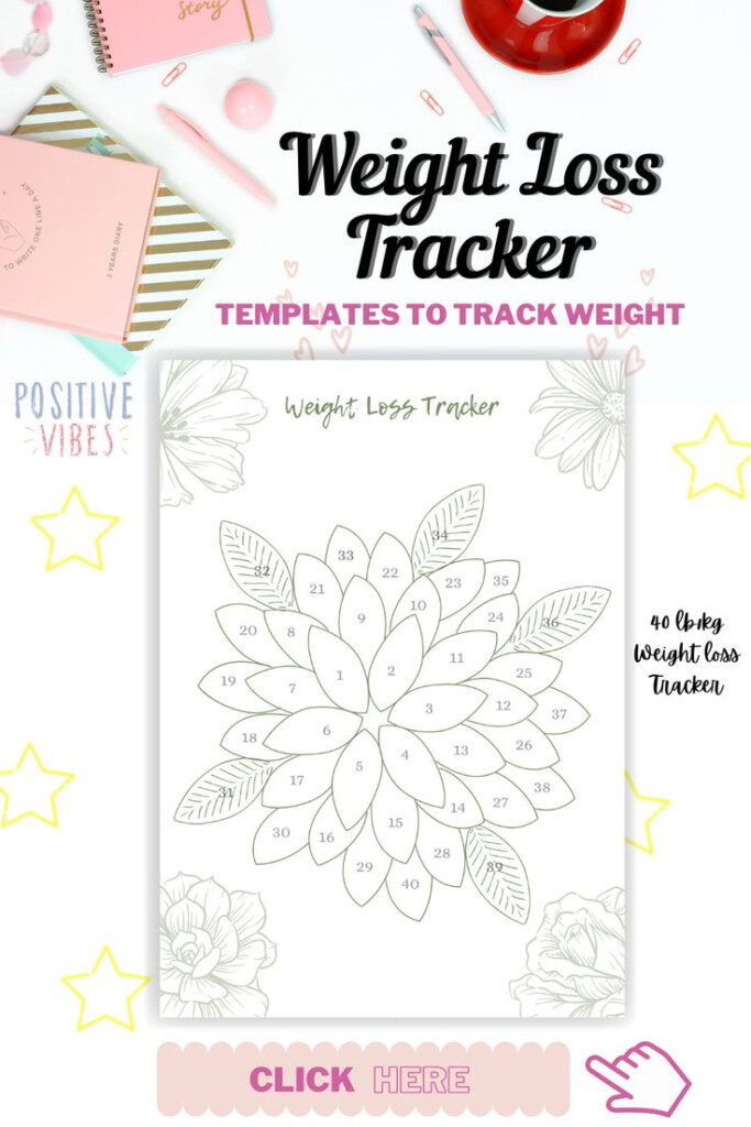40 Lb 40 Kg Weight Loss Tracker Weight Loss Chart Weight Goal Sheet Motivational Chart