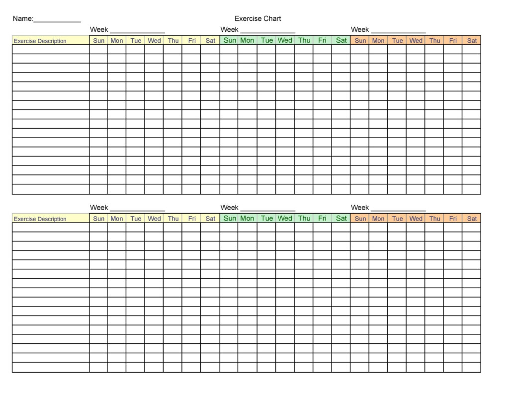 46 Printable Exercise Charts 100 Free TemplateLab