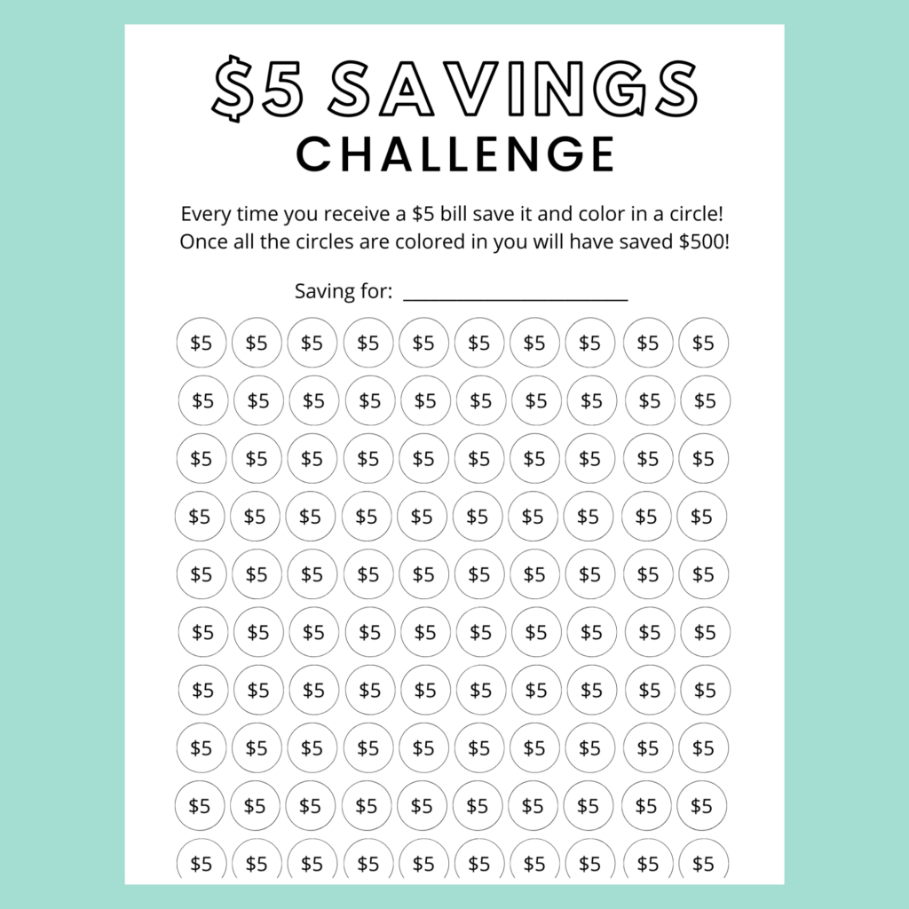  5 Dollar Savings Challenge Freedom In A Budget