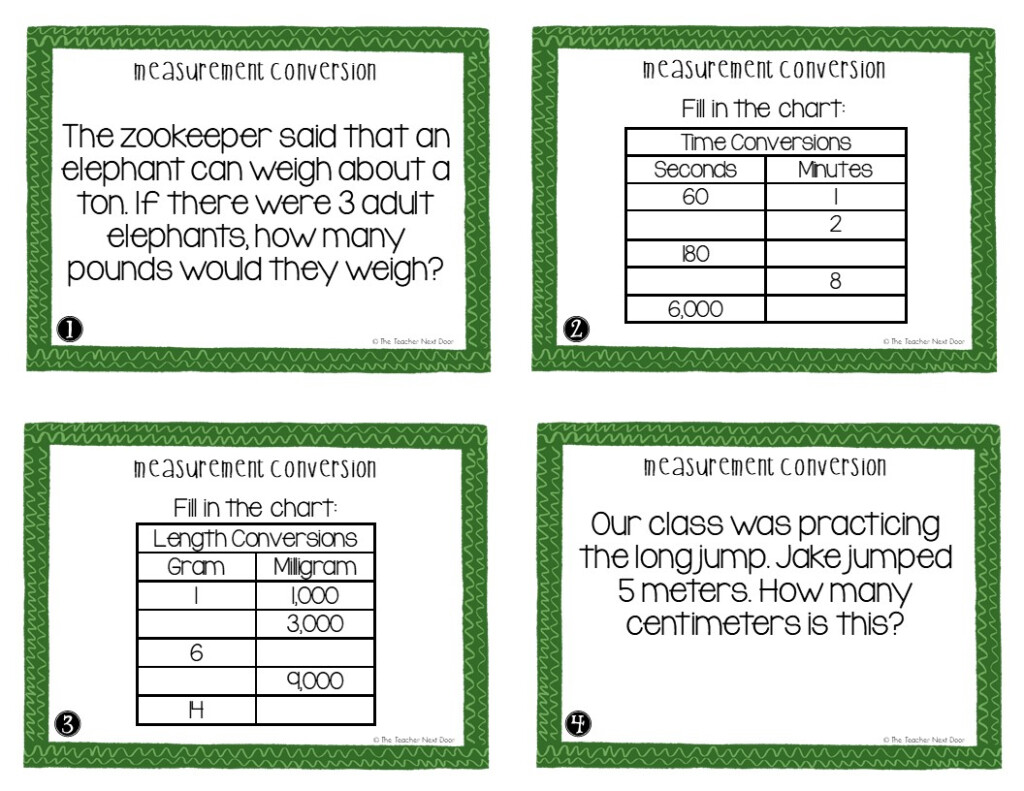 5th Grade Measurement Conversion Task Cards Measurement Conversion Center The Teacher Next Door