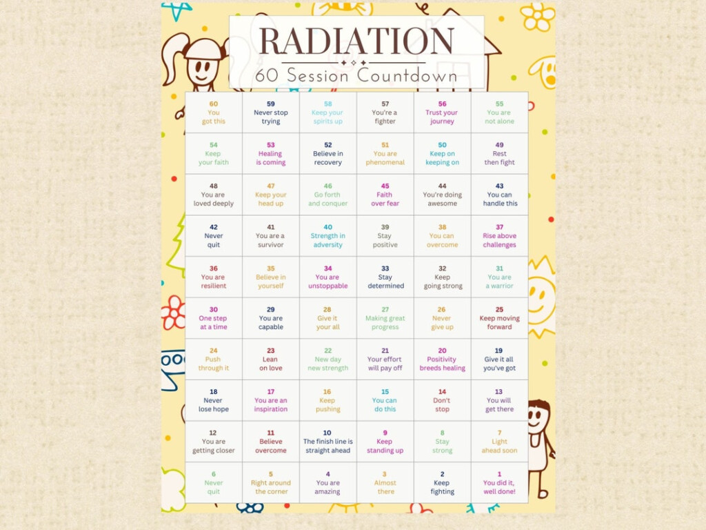 60 session Kid Radiation Treatment Countdown Calendar Tracker Journal Care Package Gift Idea For Cancer Printable Affirmations Download PDF Etsy