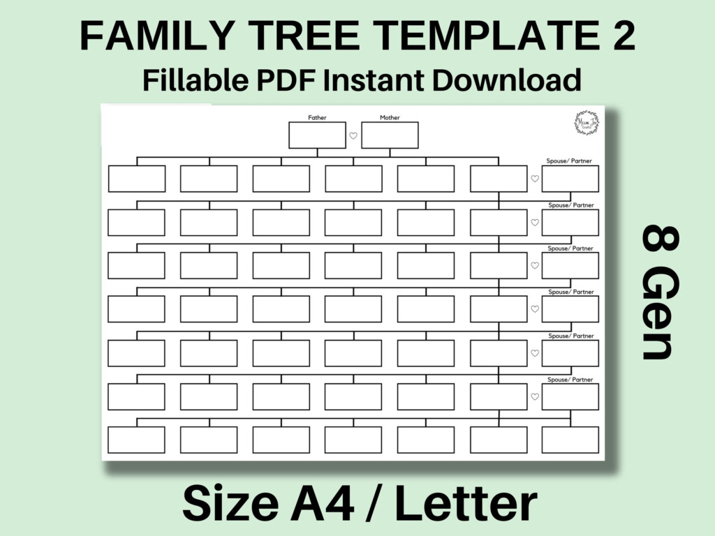 8 Generation Family Tree Template Fillable PDF Instant Download Genealogy Template Family Tree Chart Blank Family Tree A4 Letter Etsy Norway