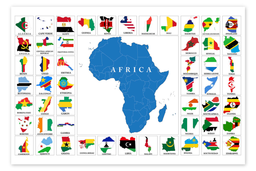 African Countries With Flags Print By Editors Choice Posterlounge
