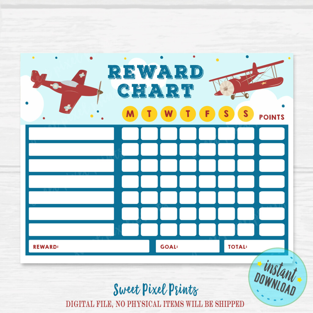 Airplane Chore Chart For Kids Printable Reward Chart Motivation Tracker Instant Download Etsy Hong Kong