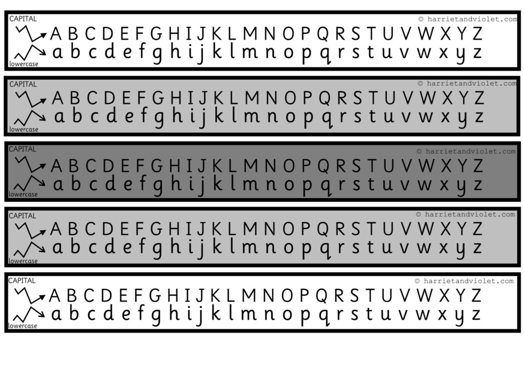 Alphabet Chart Alphabet Strip Capital Lower Case Grey Scale Printable Teaching Resources Print Play Learn