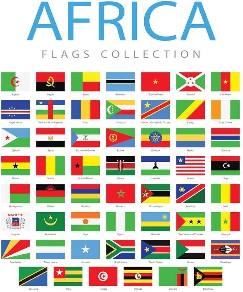 Amazon Africa Flags African Countries Country World Collection Educational Classroom Teacher Learning Homeschool Chart Display Supplies Teaching Aide Cool Wall Art Print Poster 24x36 Office Products