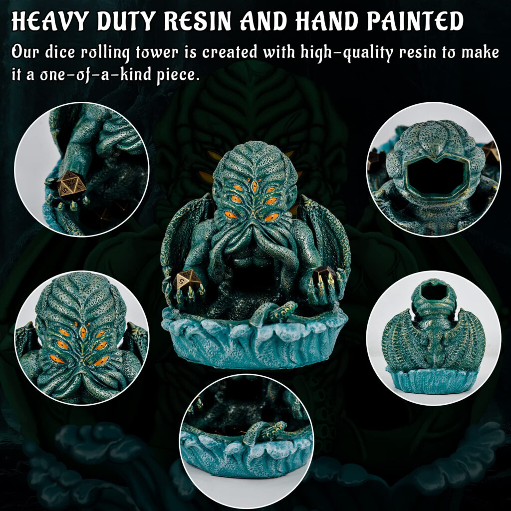 Amazon Cthulhu Dice Tower Resin And Hand Painted Dice Roller With Tray Table Top Gaming Accessories Roll For DND RPG Call Of Cthulhu Dungeons And Dragons Pathfinder Resin Cthulhu Toys 