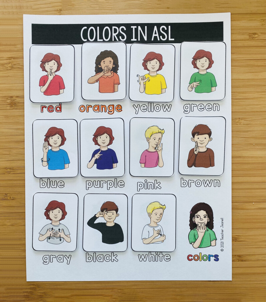ASL Colors Matching Activity File Folder Printable Sign Language Color Words Special Education Centers Instant Download PDF Etsy