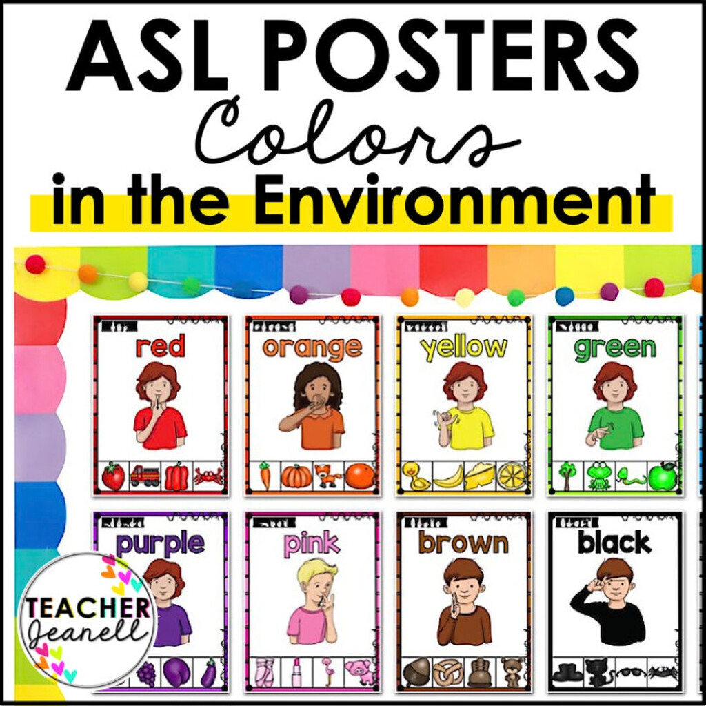 ASL Colors Posters Sign Language Color Word Charts ASL Classroom Decor Printable PDF Etsy Israel