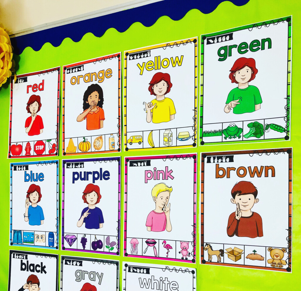 ASL Colors Posters Sign Language Color Word Charts ASL Classroom Decor Printable PDF Etsy Norway