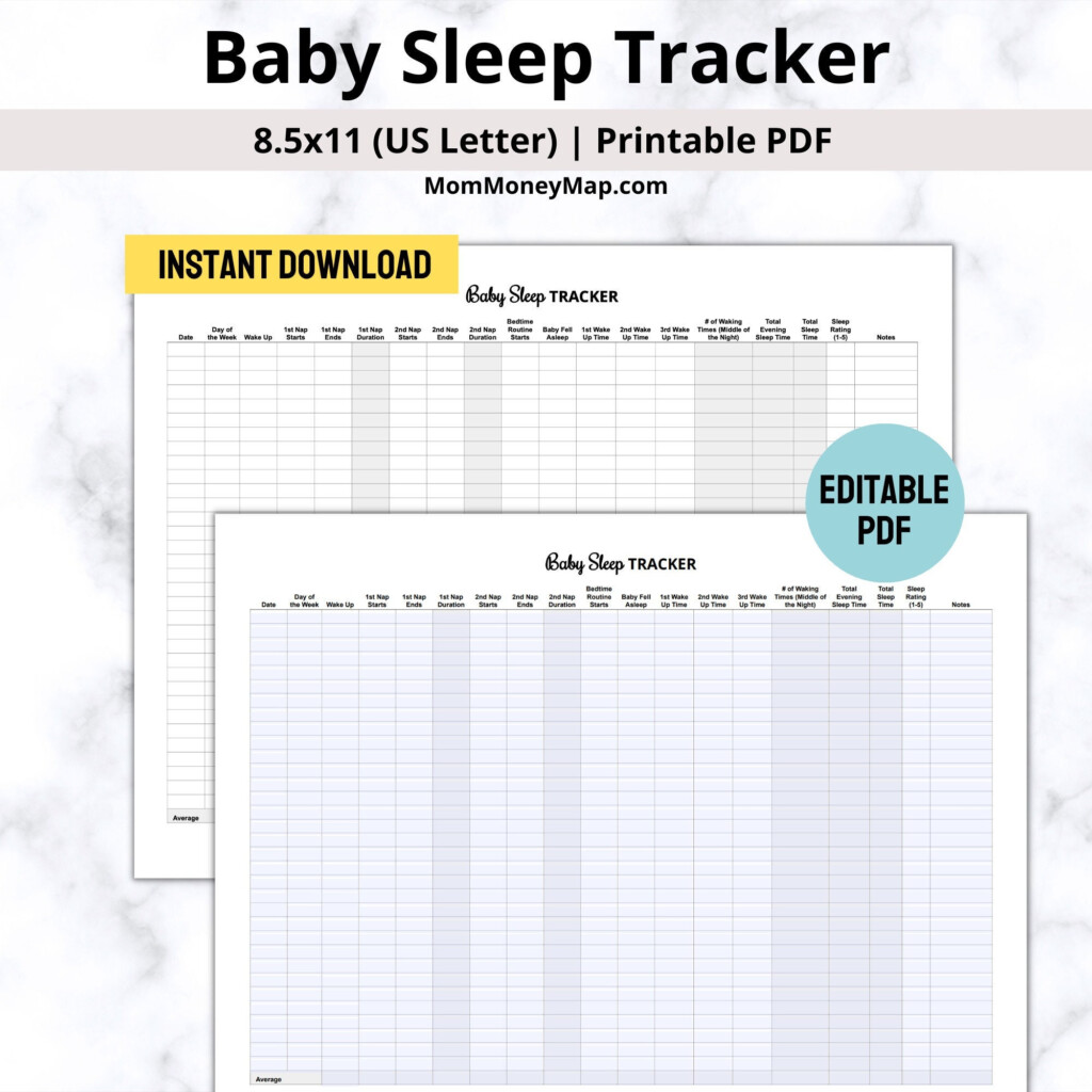 Baby Sleep Tracker Printable PDF Newborn Sleep Schedule Tracker Baby Nap Tracker Infant Sleep Pattern Tracker Editable Baby Sleep Log Etsy
