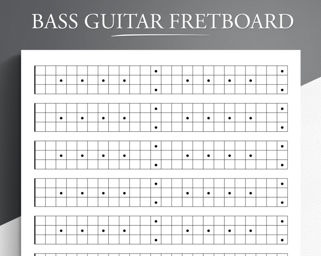 Bass Guitar Neck Diagram Printable Fretboard Chart PDF Etsy