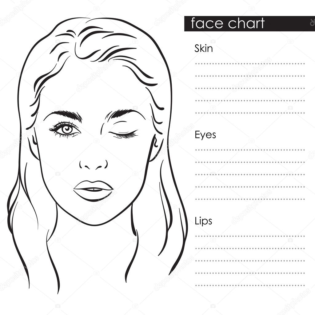 Beautiful Woman Portrait Face Chart Makeup Artist Blank Template Vector Illustration Stock Vector By Croisy 104308012