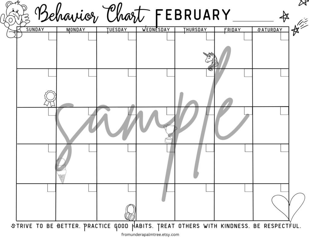 Behavior Chart For Kids From Under A Palm Tree