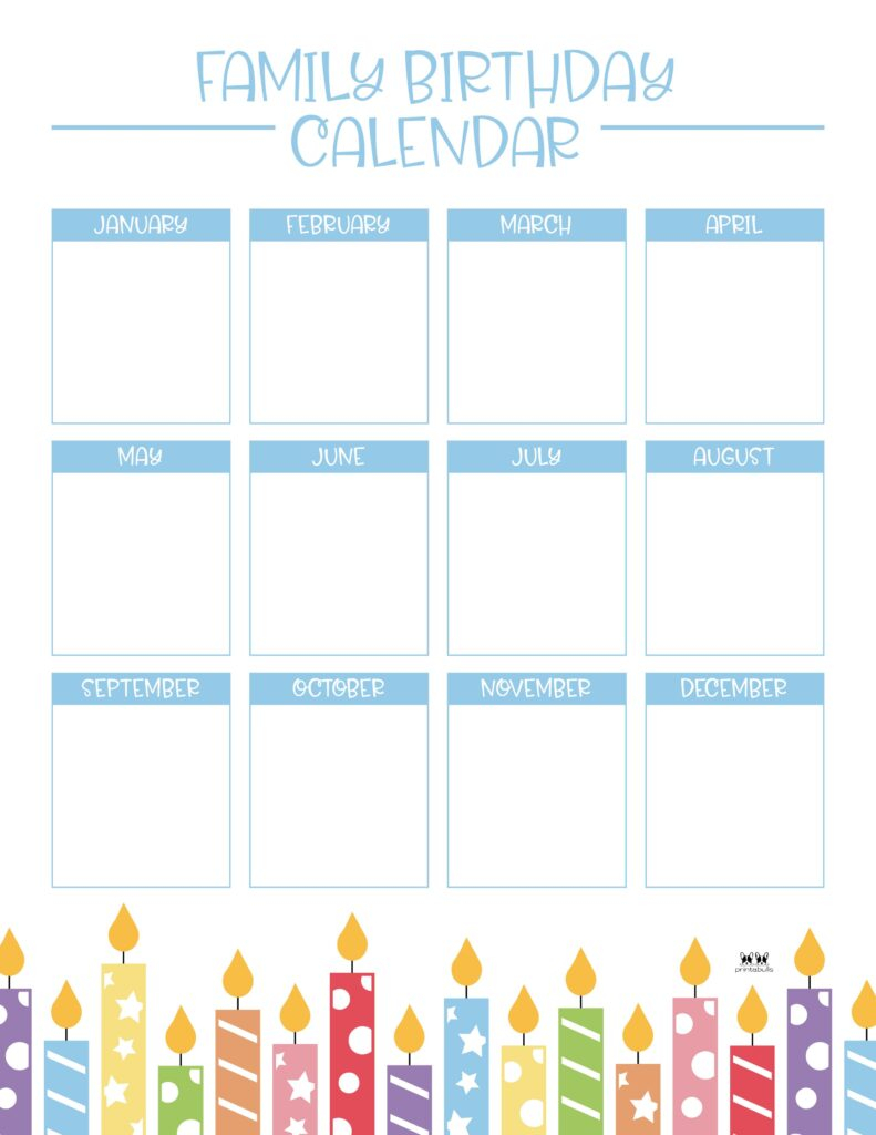 Birthday Calendars Trackers 25 FREE Printables Printabulls