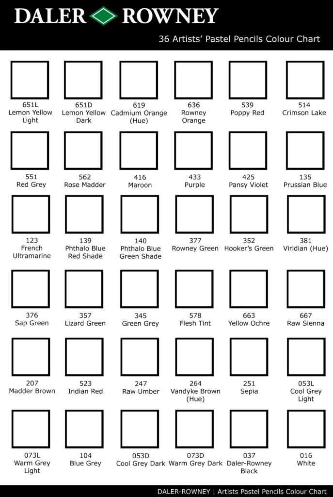 BLANK COLOURED PENCIL COLOUR CHARTS VALUE SCALES