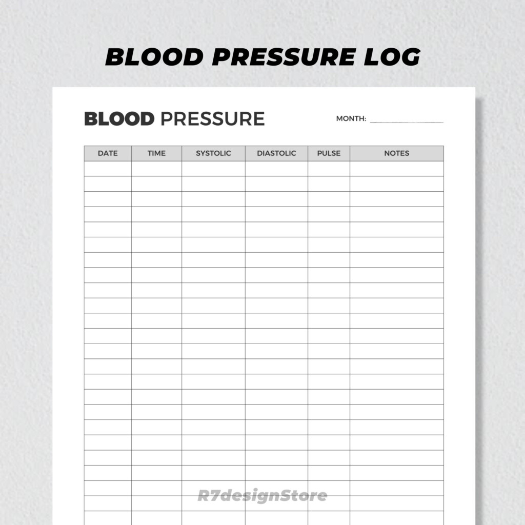 Blood Pressure Log Tracker Printable High Blood Pressure Record Journal Medical Chart Heart Rate Tracking Daily Hypertension BP Check Etsy
