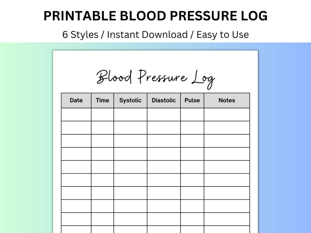 Blood Pressure Sheet Blood Pressure Log Medical Binder Medical Tracker Medical Printable Blood Pressure Chart Caregiver Log Wellness Etsy