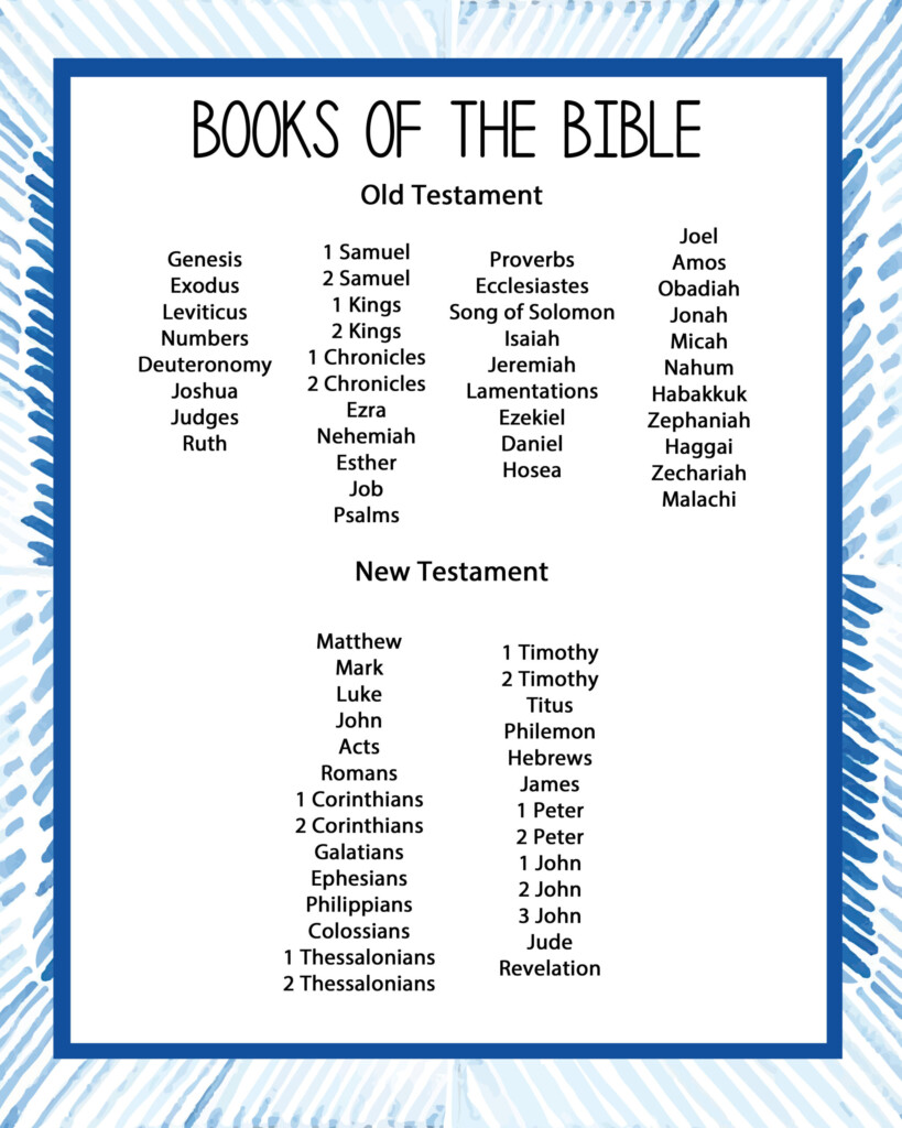 Books Of The Bible Free Printable Printable Party Favors