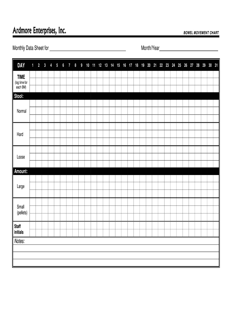 Bowel Movement Chart For Elderly Fill Out Sign Online DocHub