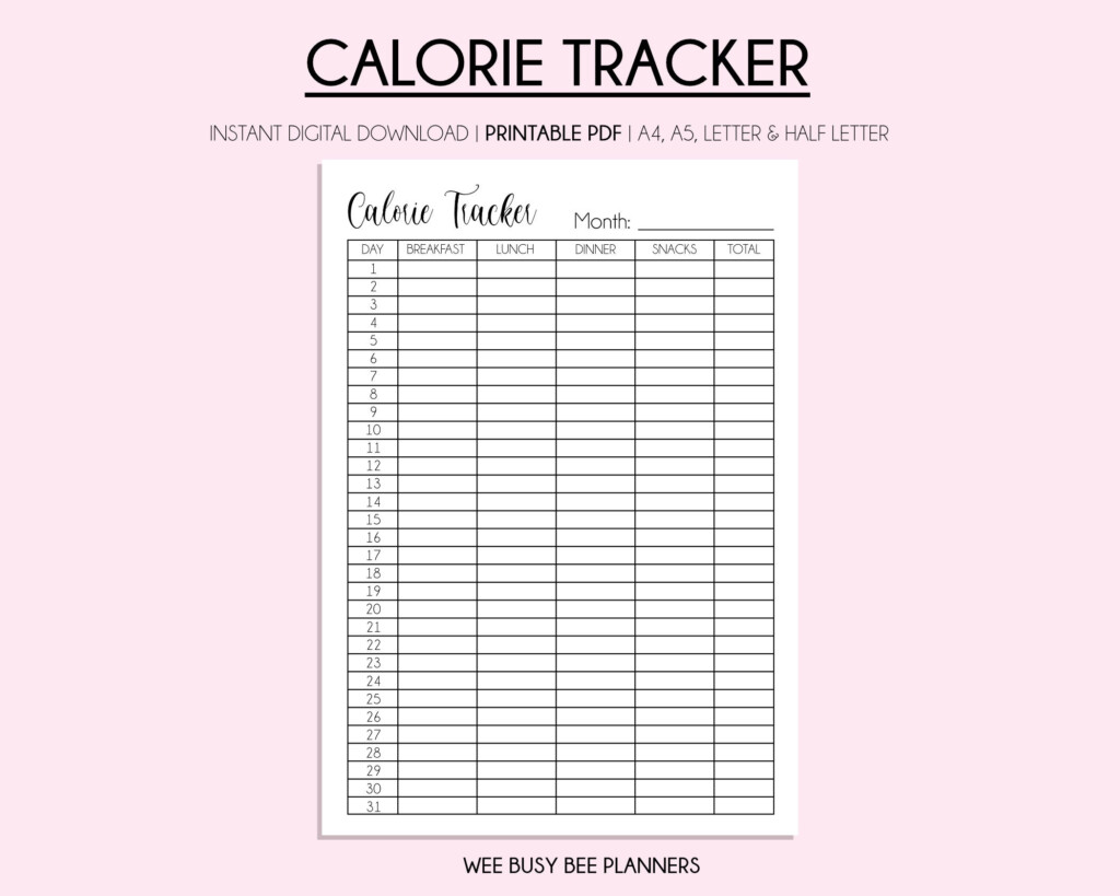 Calorie Tracker Printable Planner Monthly Calorie Counting Digital Calorie Tracker Calorie Deficit Health Tracker Instant Download Etsy