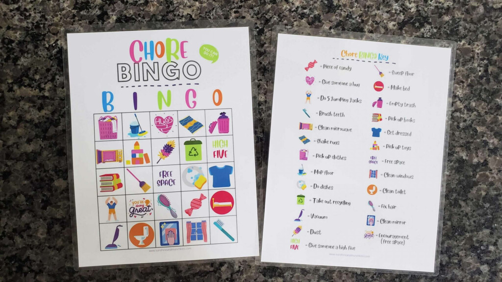 Chore BINGO Cards FREE Printable Sunshine And Munchkins