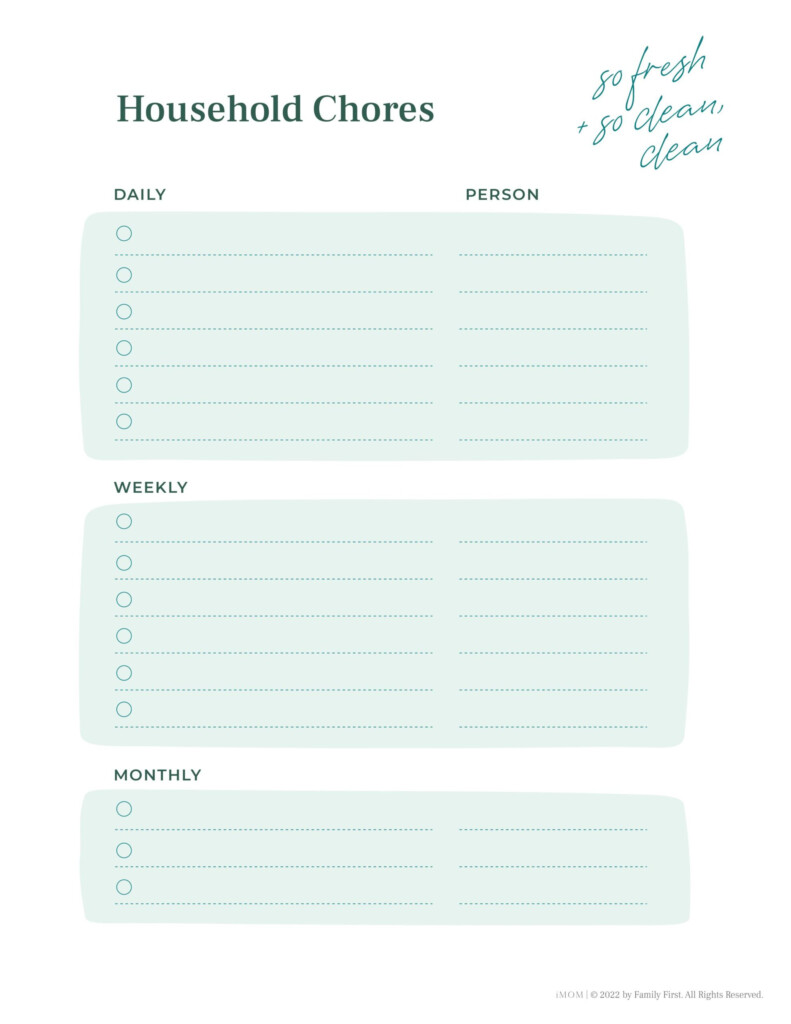 Chore Chart For Adults IMOM