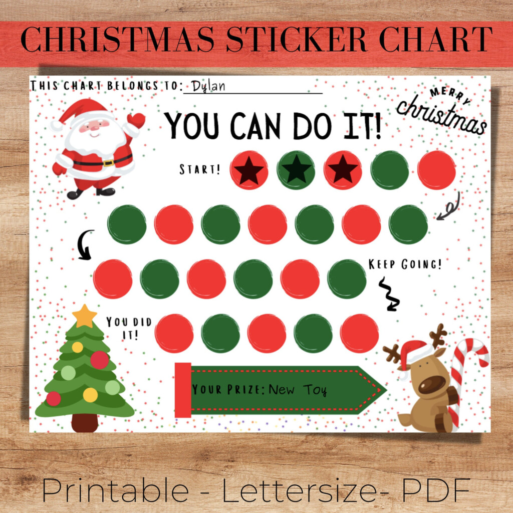 Christmas Sticker Reward Chart Kids Potty Training PDF Printable Etsy Christmas Sticker Reward Chart Kids Potty Training PDF Printable Etsy