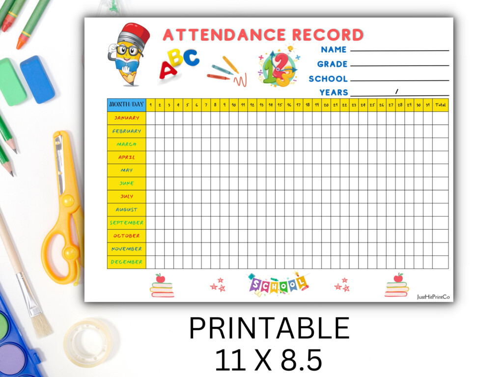 Classroom Printable Yearly Attendance Sheet Attendance Tracker Homeschool Plannner Attendance Record Kids Digital Download For School Etsy