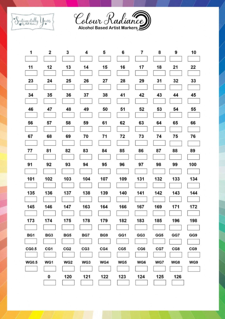 Colour Radiance Alcohol Markers Colour Chart