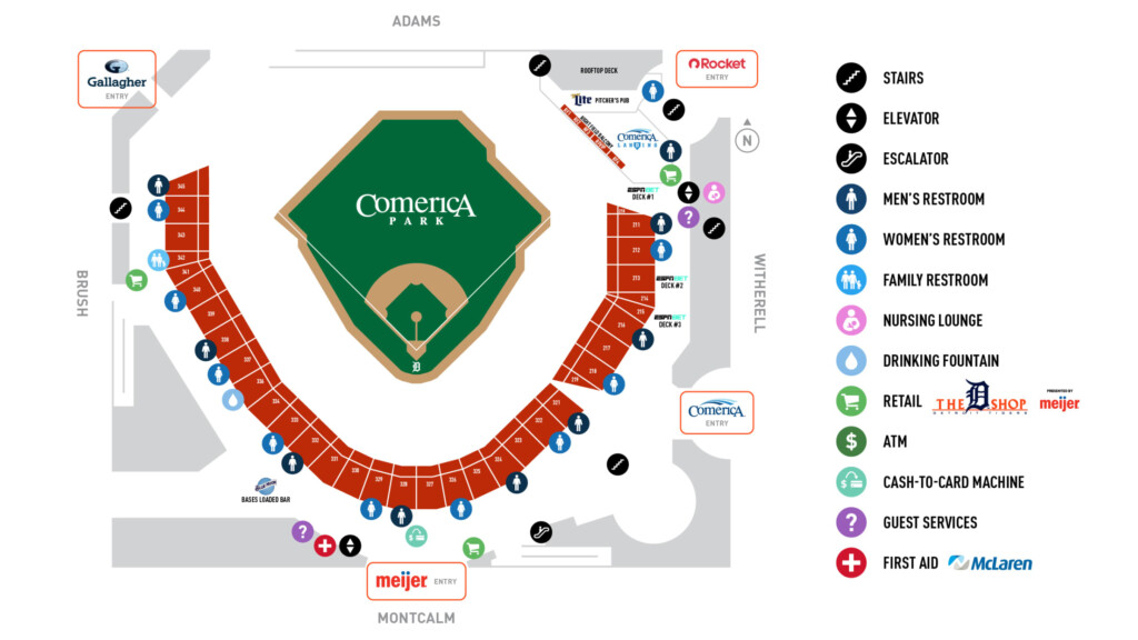 Comerica Park Seating Map Detroit Tigers