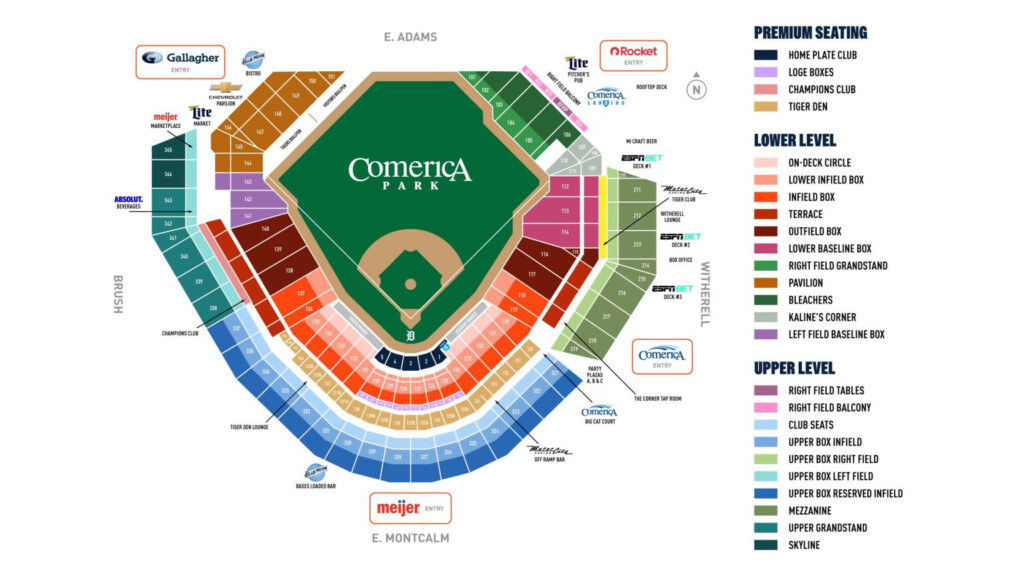 Comerica Park Seating Map Detroit Tigers
