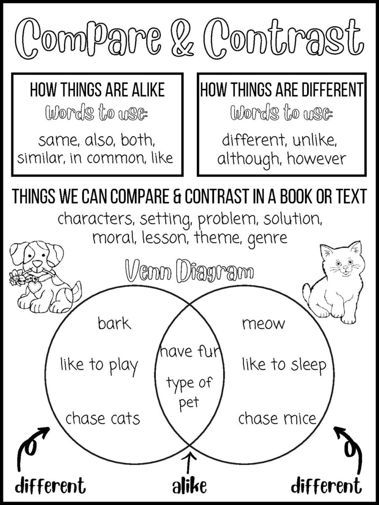Compare And Contrast Anchor Chart By TeachingKindersWithMrsT TPT