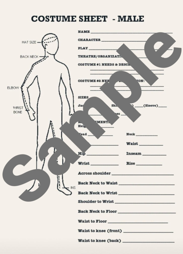 Costume Measurements File worksheets Etsy
