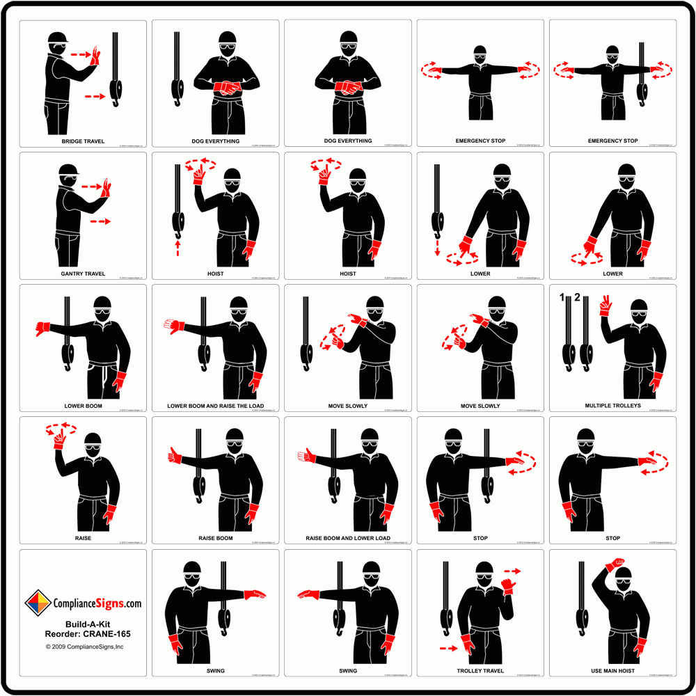 Crane Hand Signal Label Set Label CRANE 165 Crane Hand Signals
