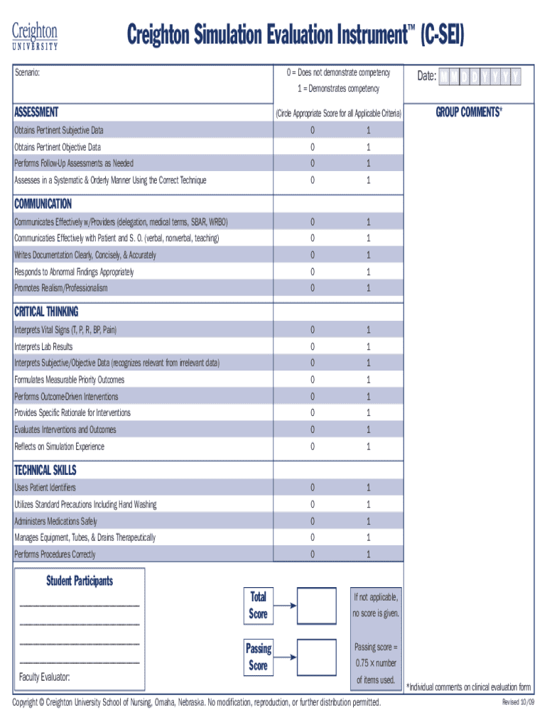 Creighton Competency Evaluation Instrument Fill Online Printable Fillable Blank PdfFiller Creighton Competency Evaluation Instrument Fill Online Printable Fillable Blank PdfFiller