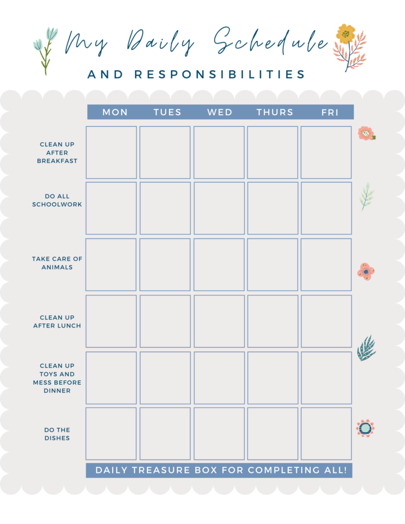 Daily Rewards Chart For Kids FREE Printable Download Hill Family Farmstead