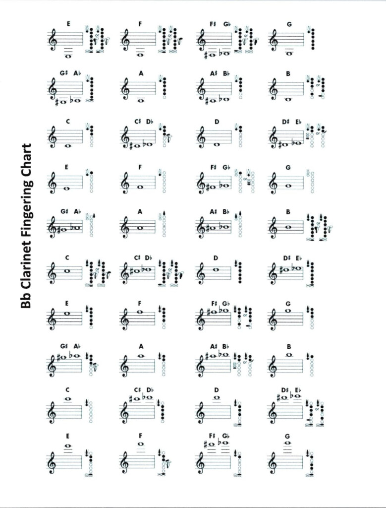 Digital B Flat Clarinet Fingering Chart For Beginners To Advanced Etsy