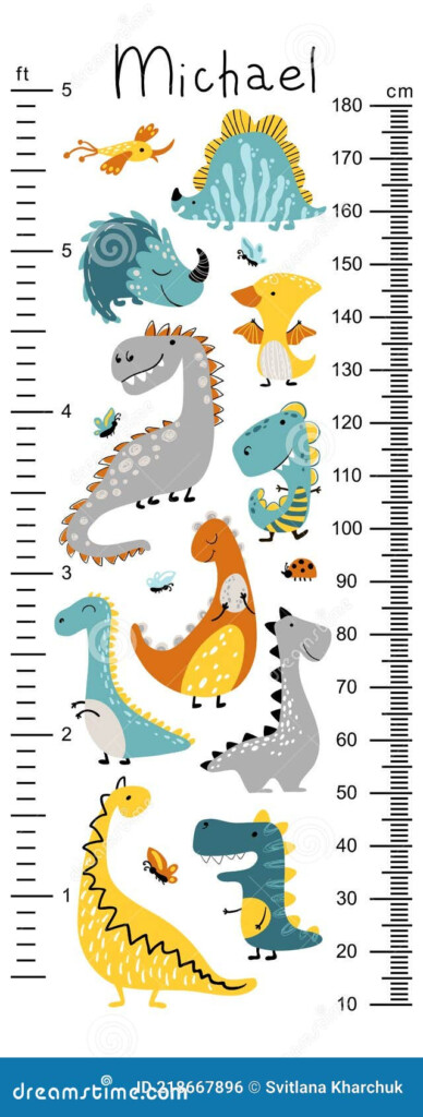 Dino Height Chart For Kids Cute Vector Illustration In Simple Hand drawn Cartoon Scandinavian Style Stock Vector Illustration Of Background Chart 218667896