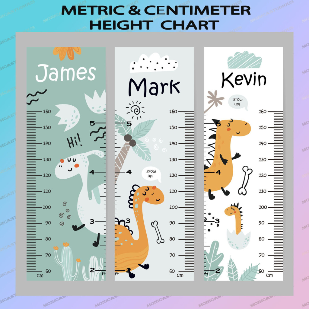 Dinosaur Kid Height Chart 3 Pattern Bundle digital File Etsy