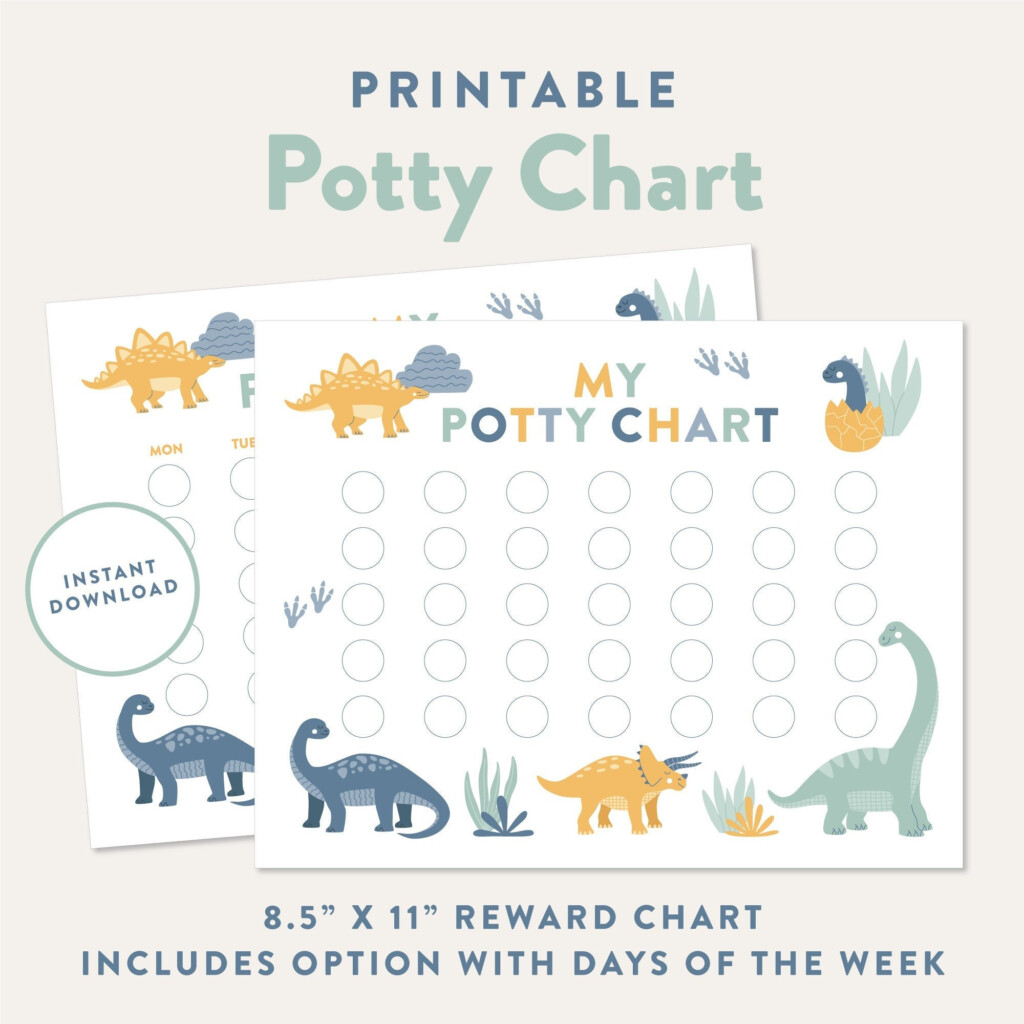 Dinosaur Potty Training Reward Chart For Kids Toddlers digital Download Etsy