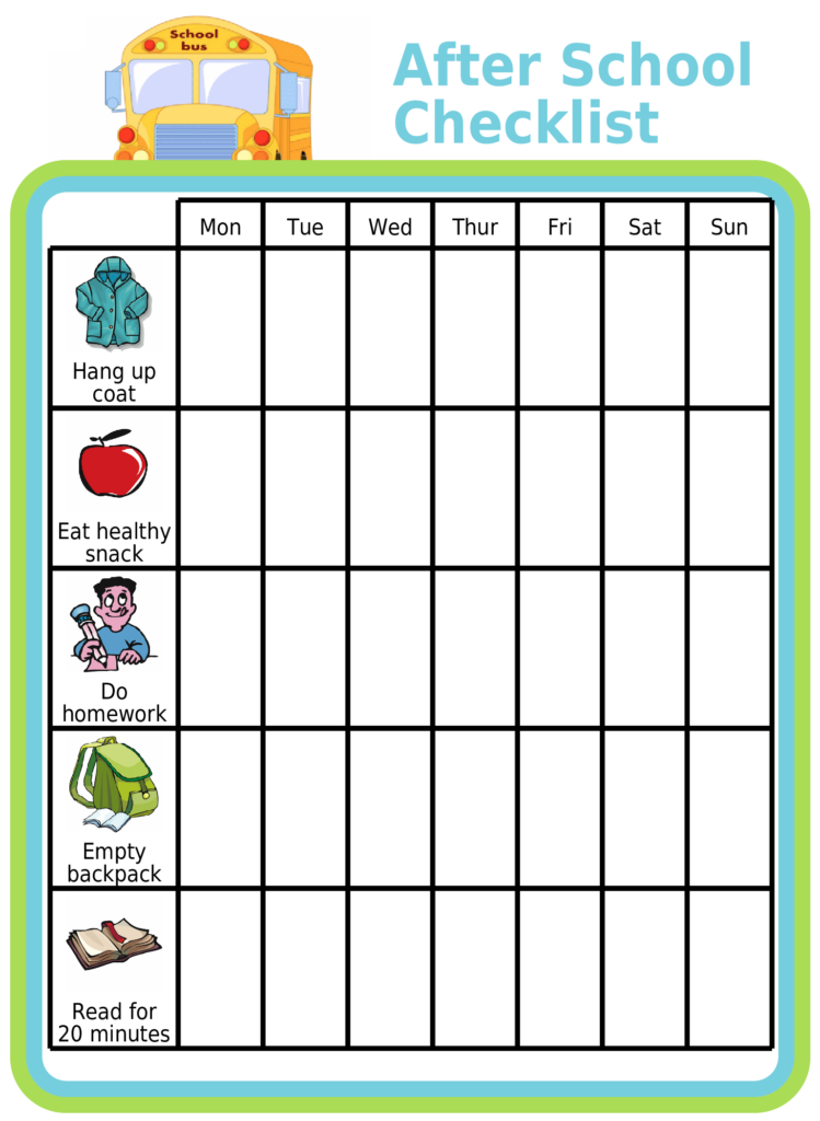 Editable After School Picture Checklists Mobile Printed
