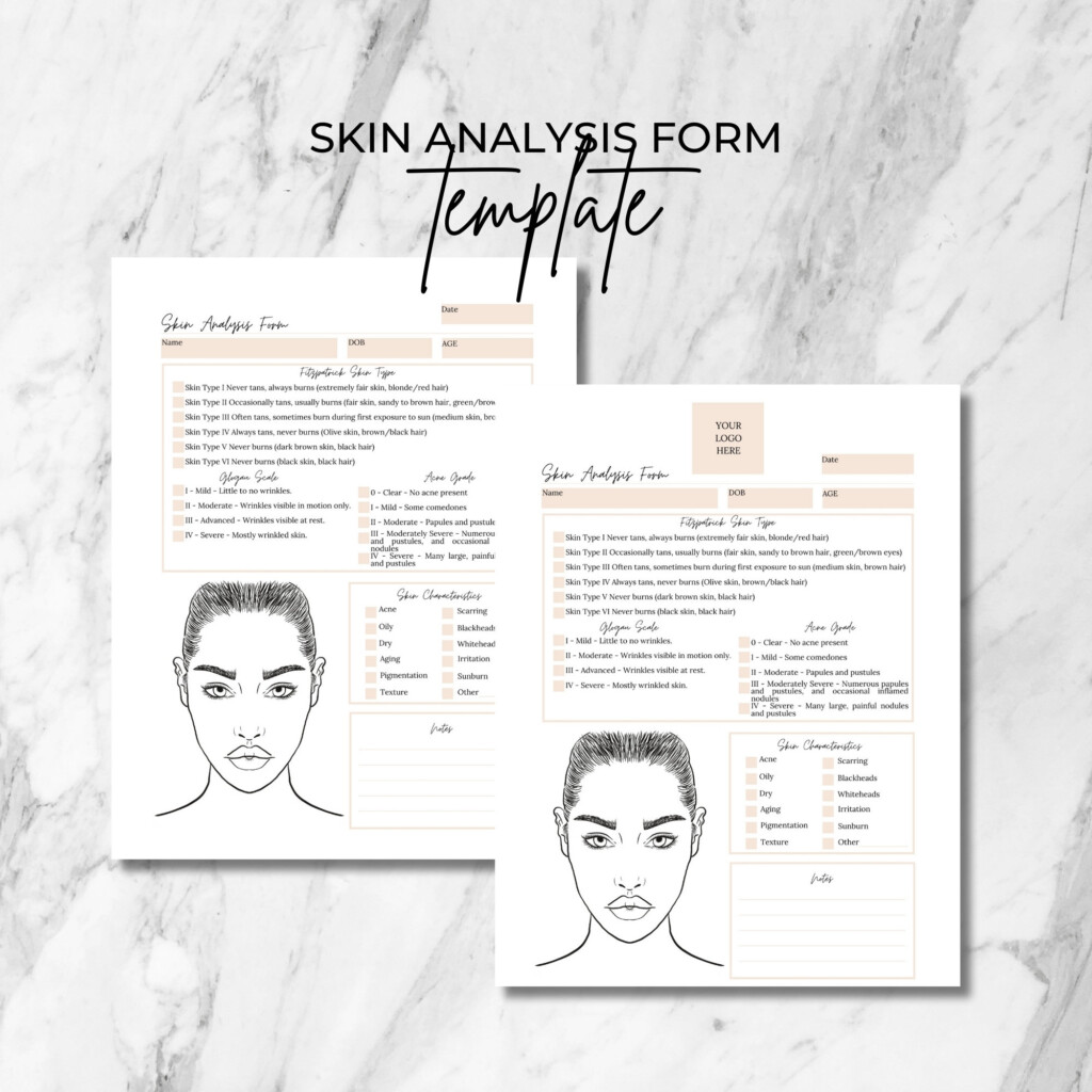 Editable Skin Analysis Form With Face Chart canva Template Etsy