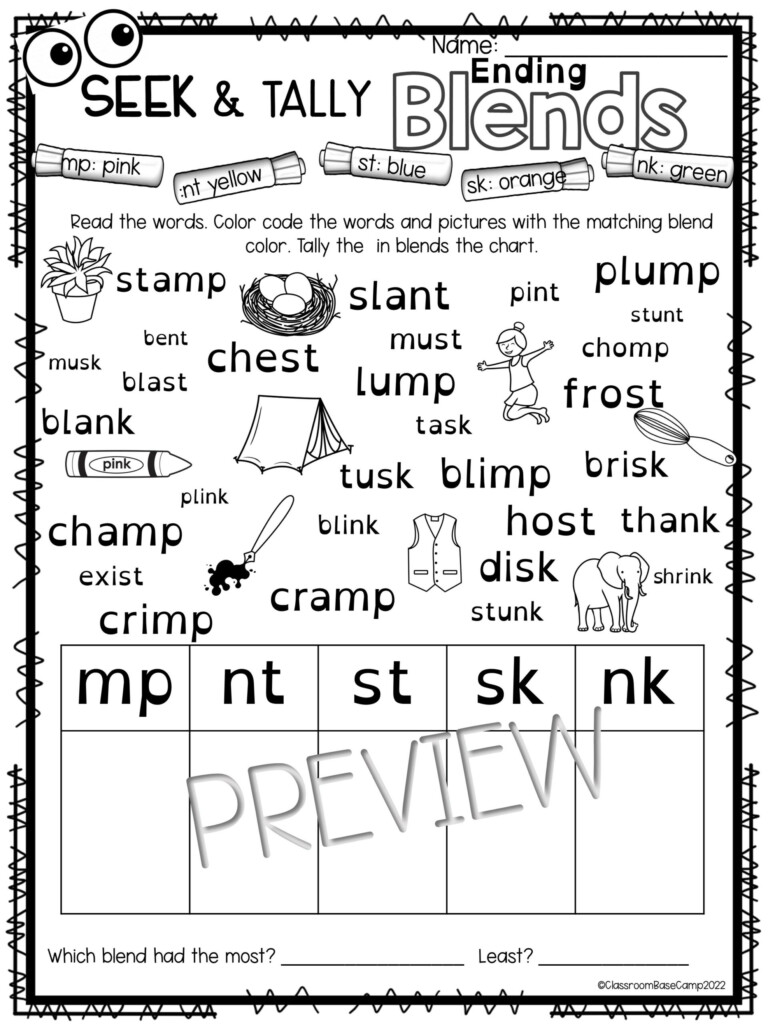 Ending Blends Worksheets Orton Gillingham Activities Made By Teachers
