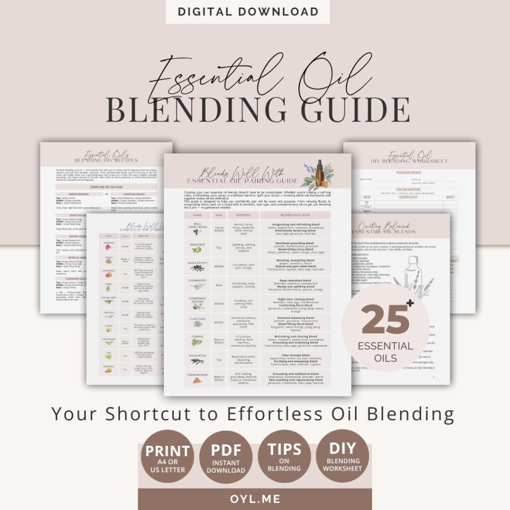 Essential Oil Blending Guide Sheet Printable Guide Worksheet Pairing Chart DIY Aromatherapy Oils Instant Download Etsy
