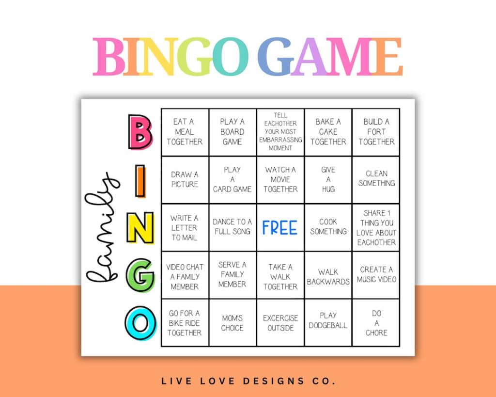 Family Bingo Printable Game Activity For Family Etsy Ireland